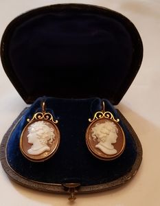 Russian 14k Antique Cameo earrings